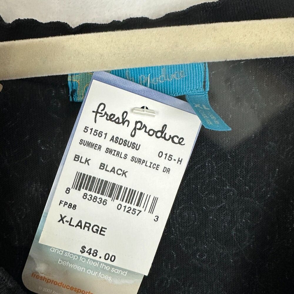 Fresh Produce Surplice Dress Size XL Black Summer Swirls NEW Paisley Sleeveless - Picture 5 of 6